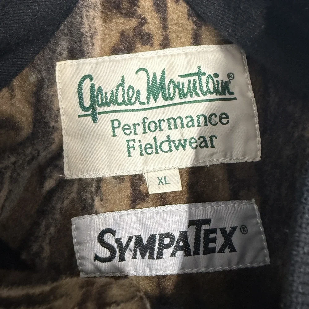 Gander Mountain Fleece Bomber Jacket Mens XL Brown Excellent Camo Sympatex